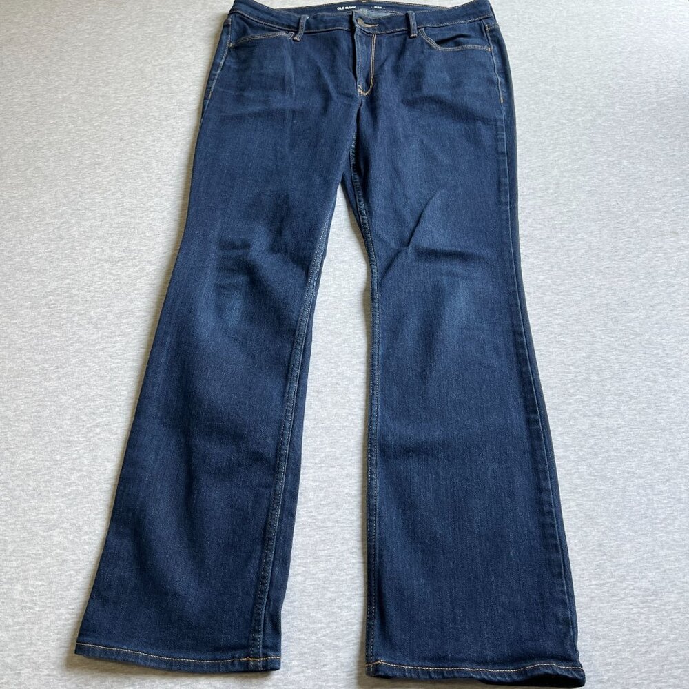 Old Navy Womens Mid-Rise Boot-Cut Jeans Size 12 Dark Wash Cotton Blend